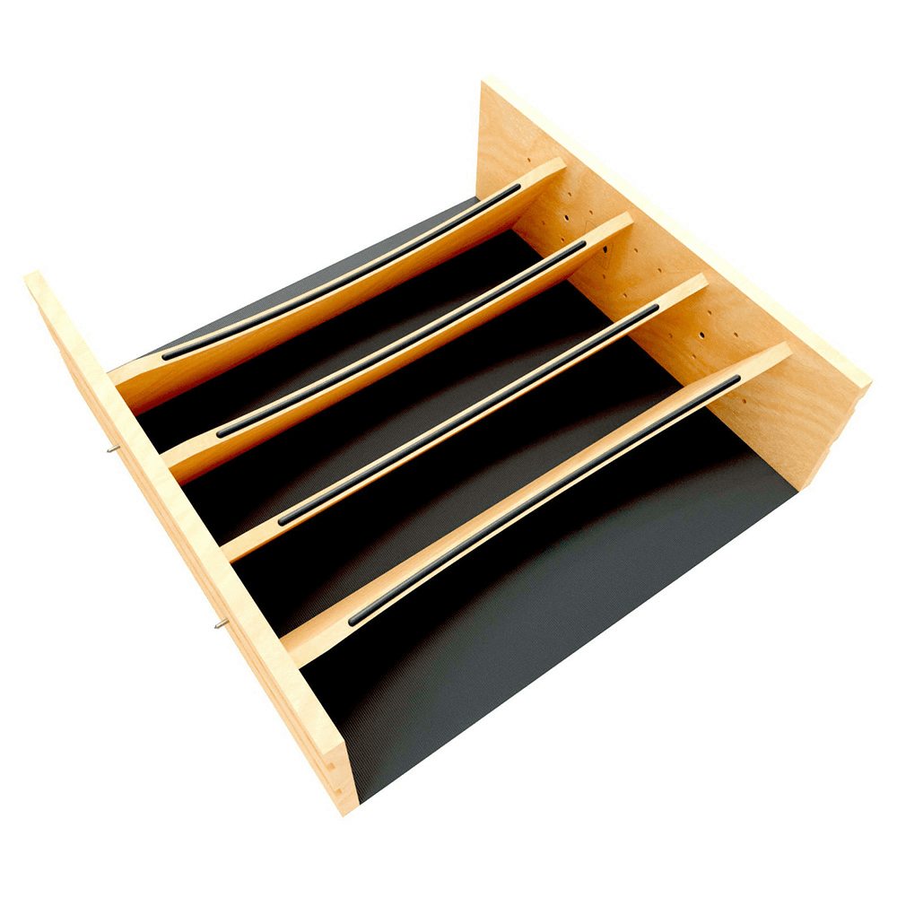 19-1/4" Craftsman Adjustable Deep Cutlery Drawer Divider Insert with Black Accent, Light Brown Alt 8 - Image