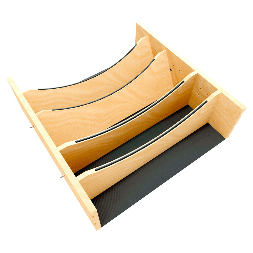19-1/4" Craftsman Adjustable Deep Cutlery Drawer Divider Insert with Black Accent, Light Brown Main - Image