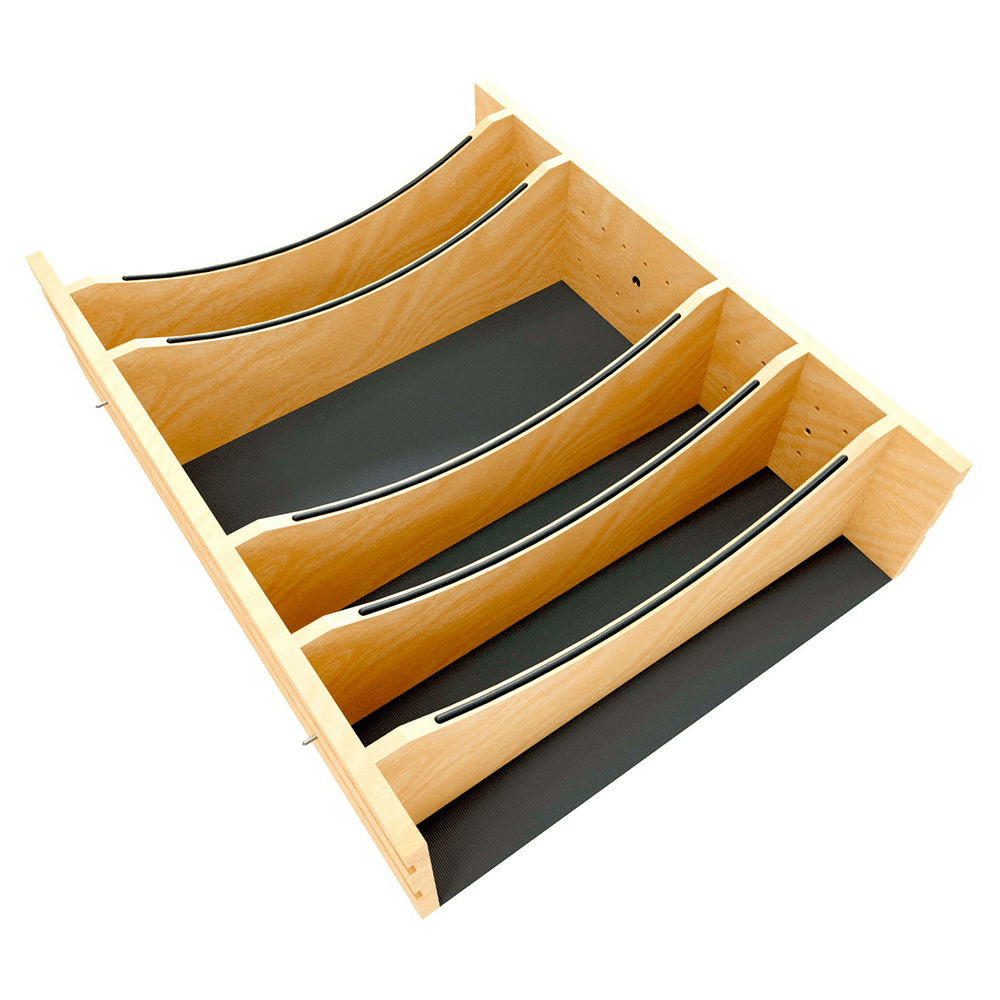 25-1/4" Craftsman Adjustable Deep Cutlery Drawer Divider Insert with Black Accent, Light Brown Alt 8 - Image