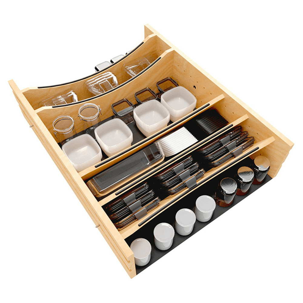 25-1/4" Craftsman Adjustable Deep Cutlery Drawer Divider Insert with Black Accent, Light Brown Alt 9 - Image