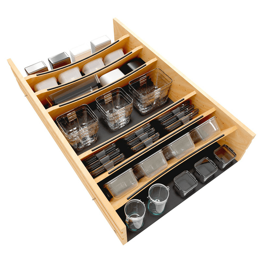 31-7/32" Craftsman Adjustable Deep Cutlery Drawer Divider Insert with Black Accent, Light Brown Alt 7 - Image