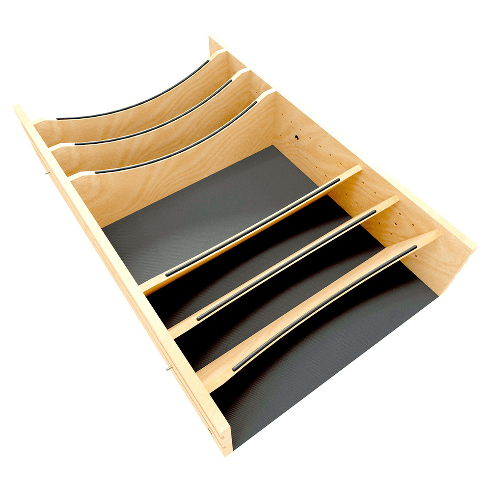 31-7/32" Craftsman Adjustable Deep Cutlery Drawer Divider Insert with Black Accent, Light Brown Main - Image