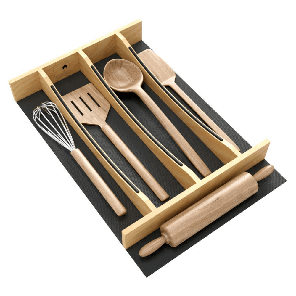 13-7/32" Craftsman Utensil Drawer Insert with Black Accent, Light Brown Alt 4 - Image