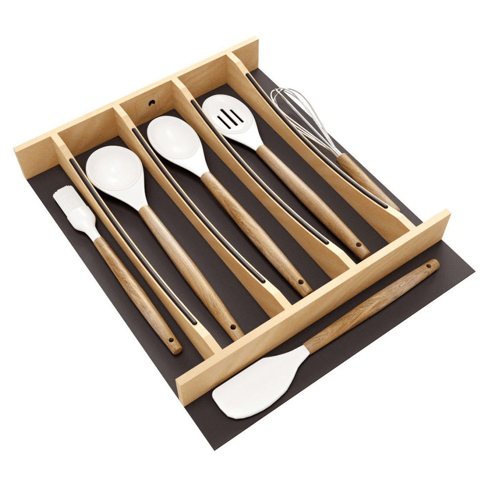 16-7/32" Craftsman Utensil Drawer Insert with Black Accent, Light Brown Alt 3 - Image