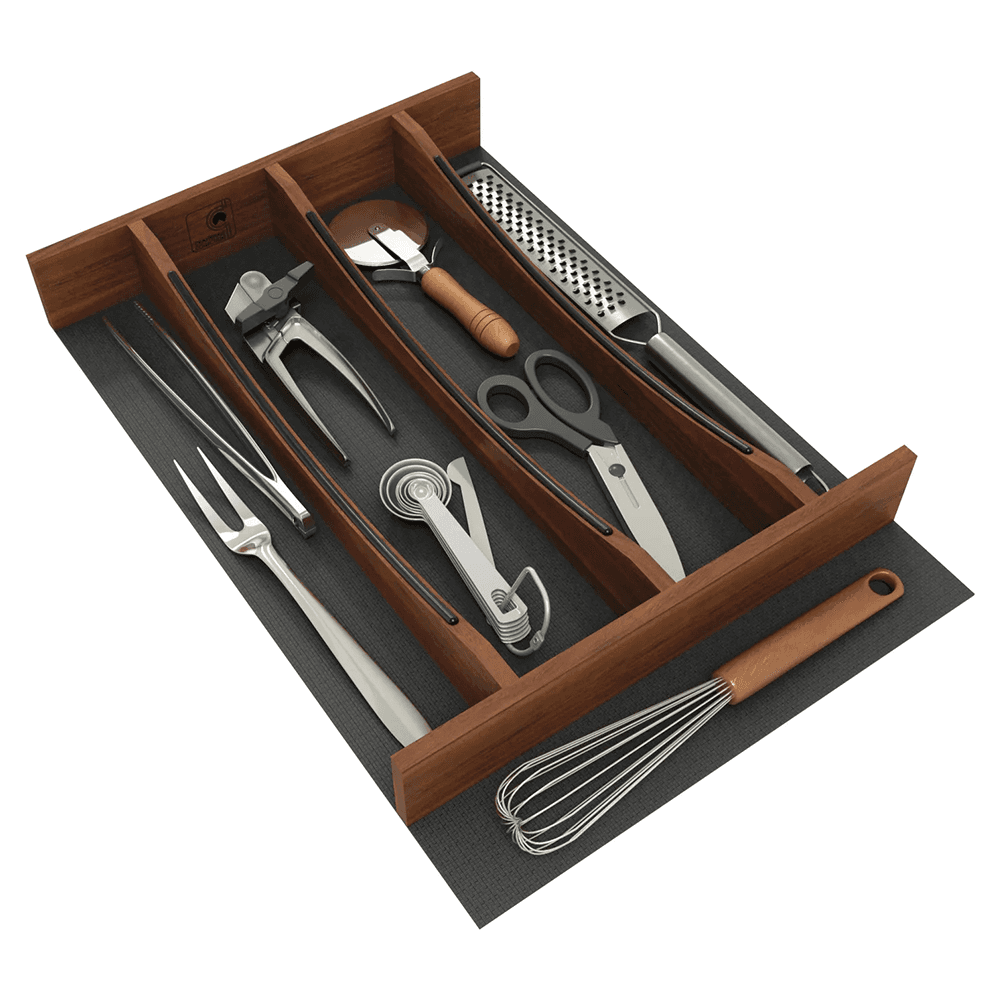 18" 4WUTCC Craftsman Utensil Drawer Insert with Black Accent, Dark Brown Alt 7 - Image