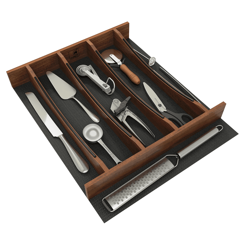 21" 4WUTCC Craftsman Utensil Drawer Insert with Black Accent, Dark Brown Alt 7 - Image
