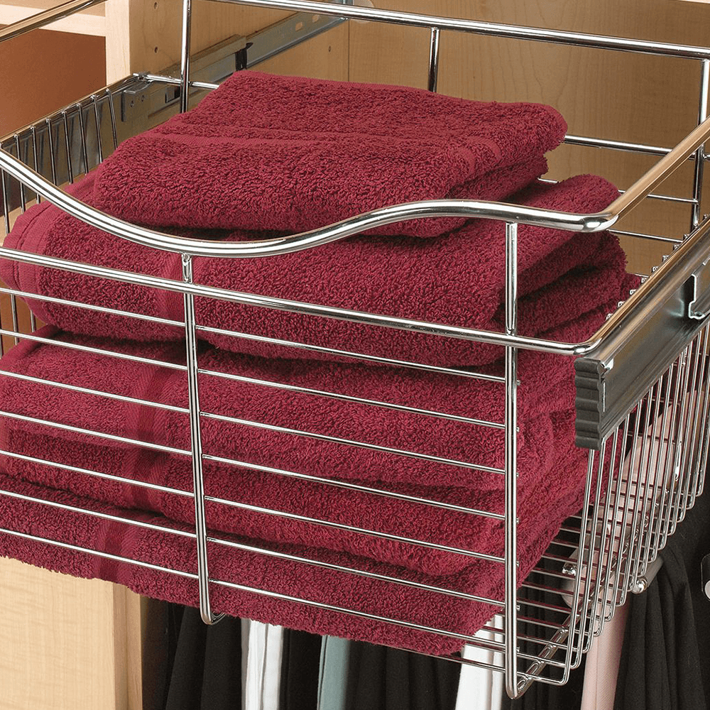 Rev-A-Shelf Heavy-Gauge Pull-Out Wire Basket - Satin Nickel Finish