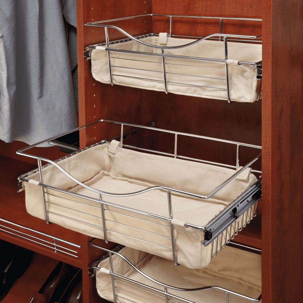 18" 3-Tier Closet Basket Cloth Liner, Tan - Alt Image 1