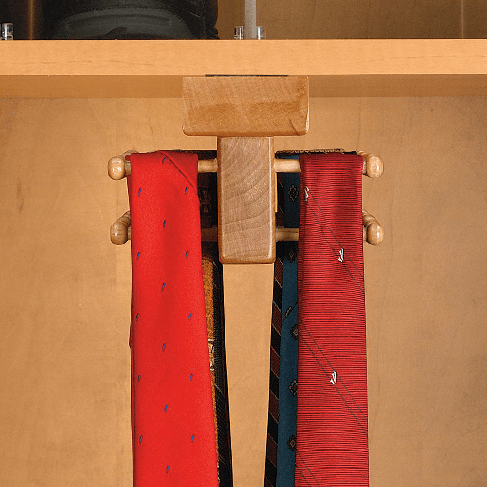 Solid Wood Tie Organizer with Ball-Bearing Slides