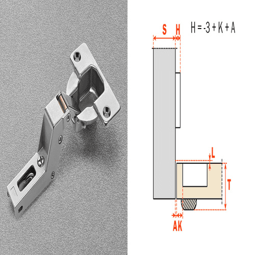 Series N 94° Opening Thick Door Hinge, 52mm Bore Pattern, Inset, Self-Closing, Screw-On, Titanium Alt 2 - Image