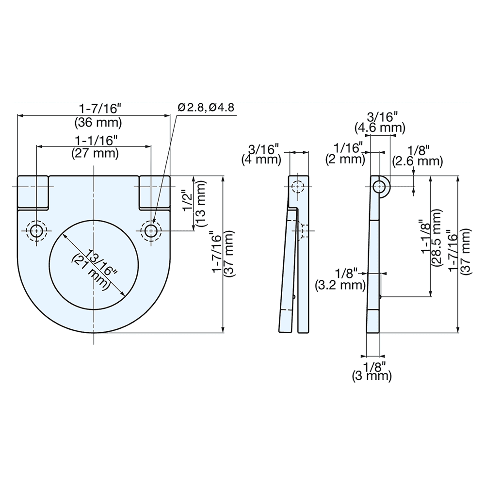 1-1/16" Folding Flush Pull, Satin Nickel Alt 5 - Image