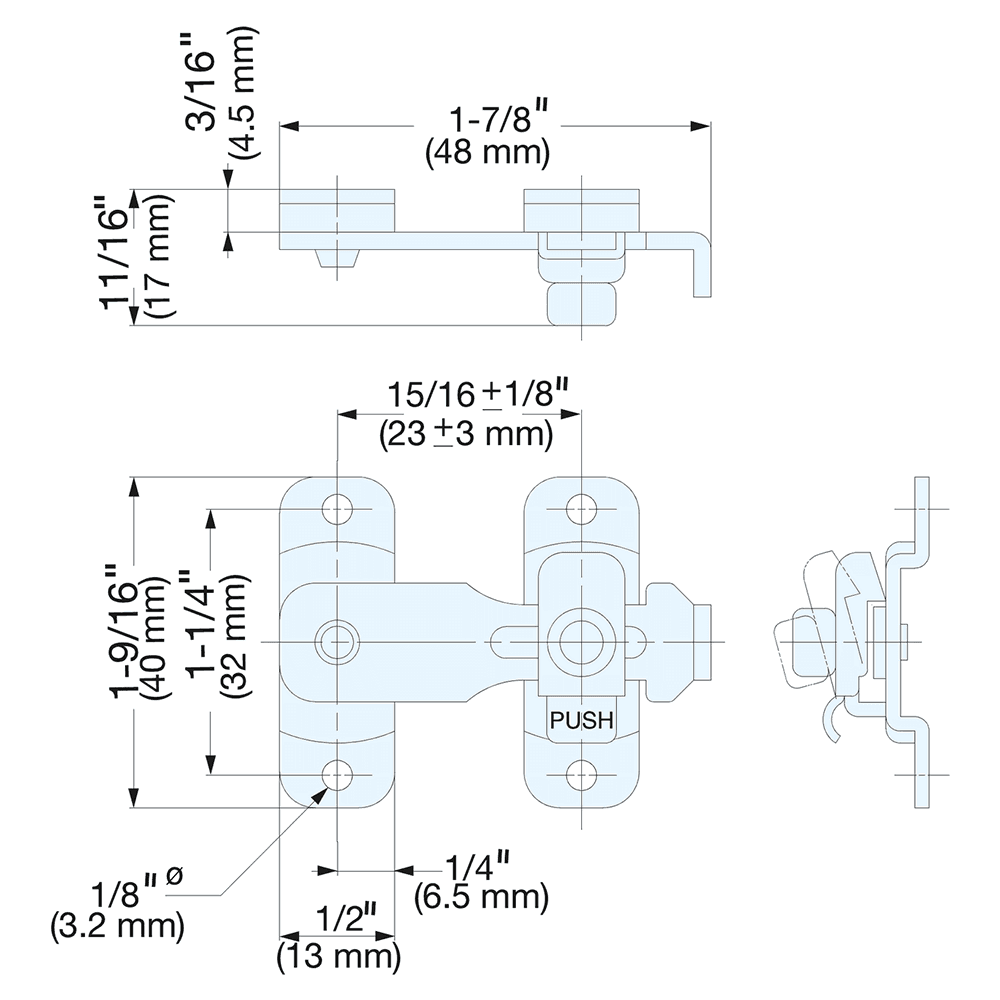 1-3/4" Spring Loaded Bar Latch, Polished Stainless Steel Alt 4 - Image