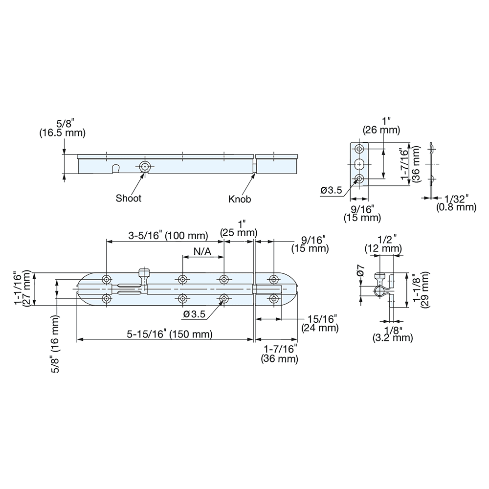 5-7/8" Barrel Bolt, Satin Alt 5 - Image
