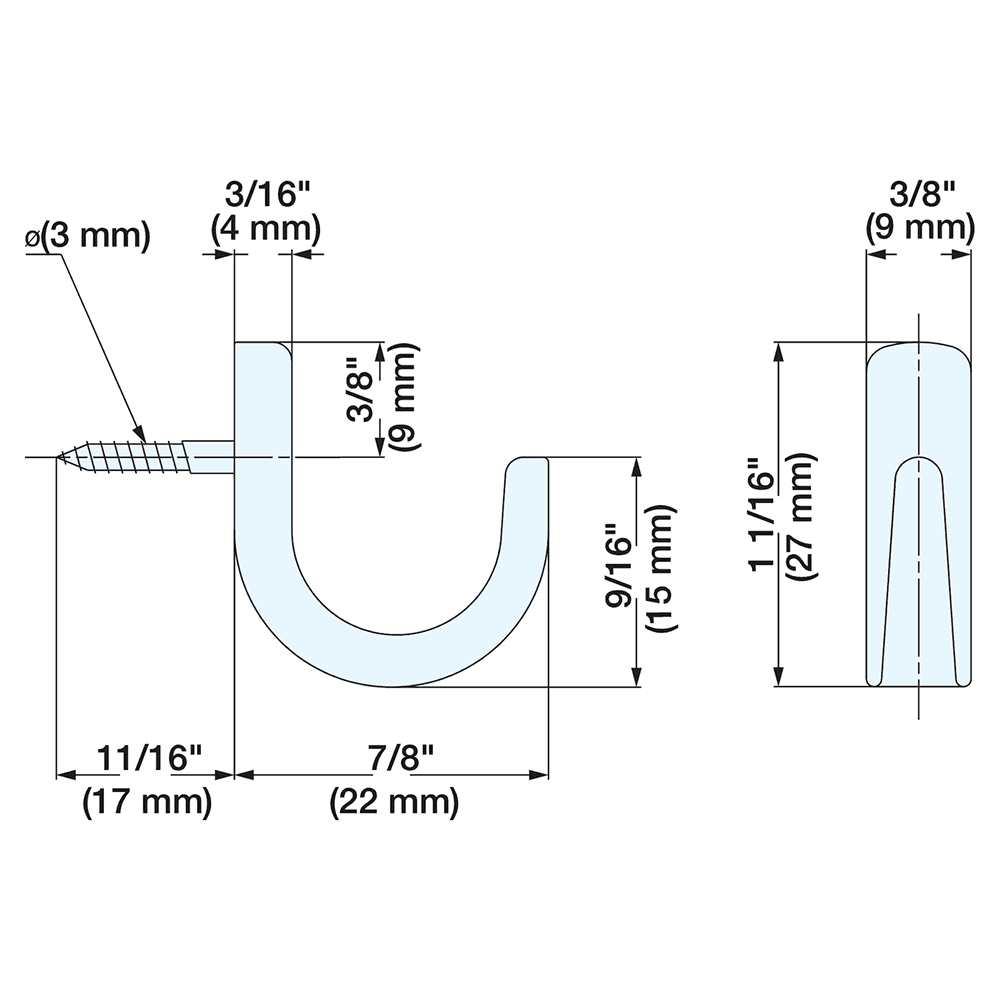1-1/16" Single Hook, Mirror Alt 1 - Image