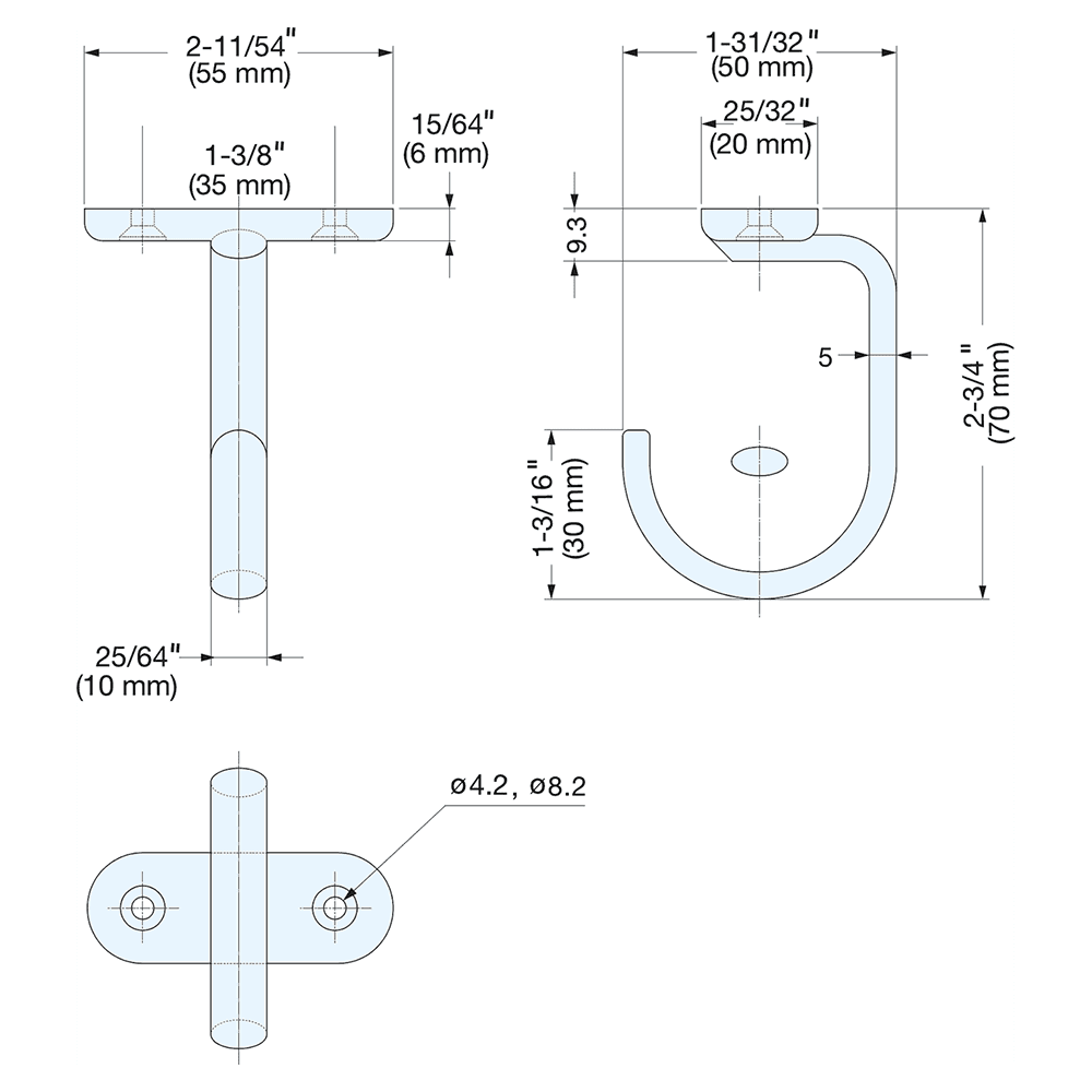 2-3/4" Single Hook, Mirror Alt 2 - Image