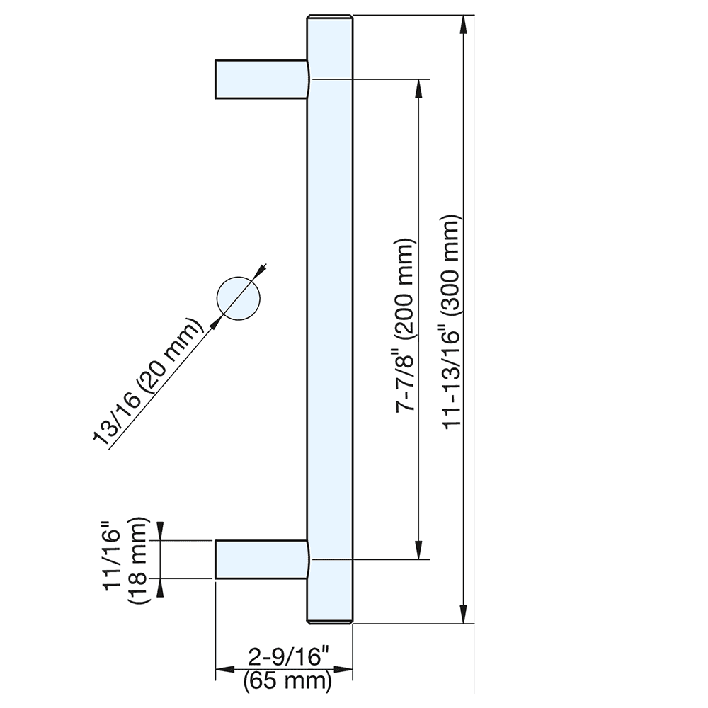 200mm Bar Handle, Satin Stainless Steel Alt 5 - Image