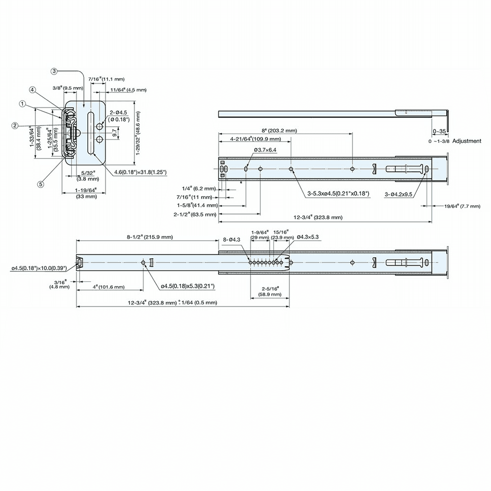 ESR-2 26" Stainless Steel Drawer Slide Alt 1 - Image