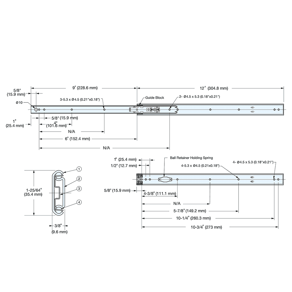 ESR-8 26" Stainless Steel Drawer Slide Alt 1 - Image