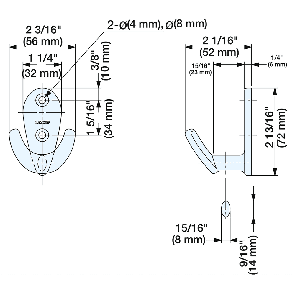 2-3/16" Fork Hook, Mirror Alt 2 - Image