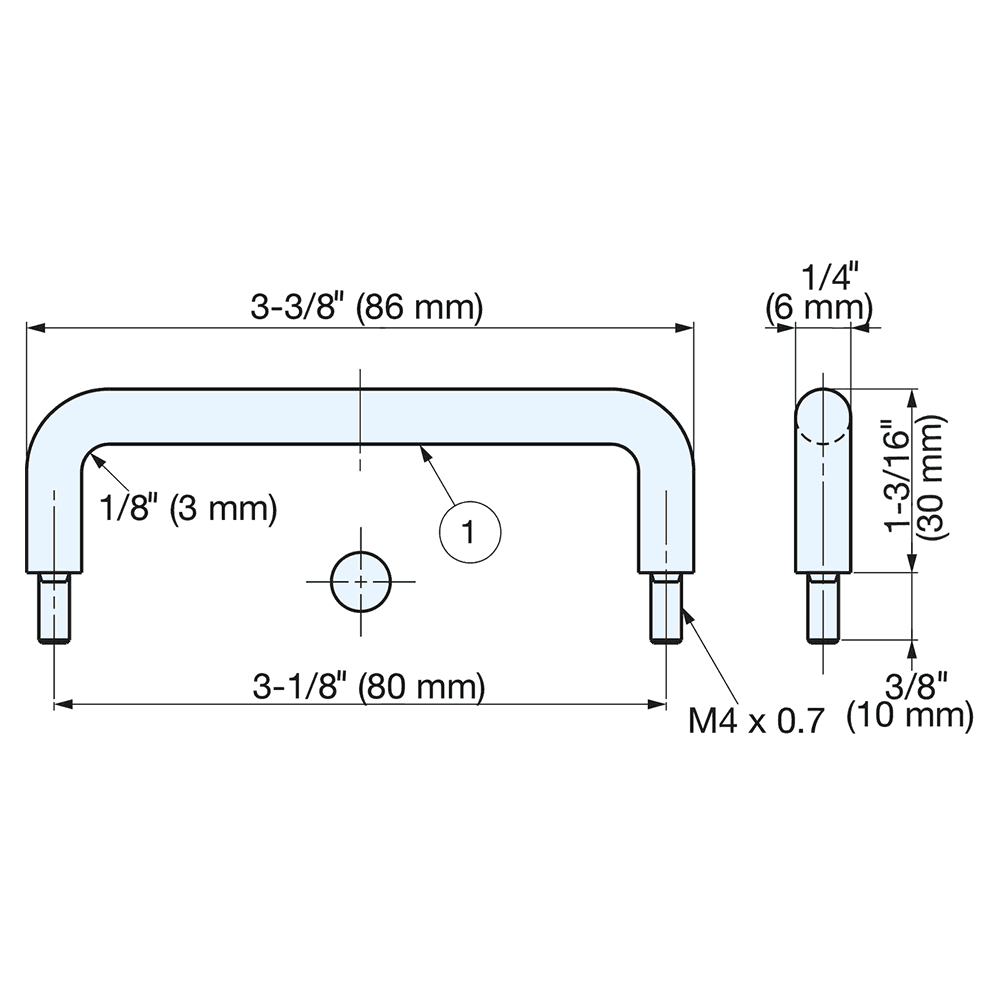 3-1/8" x 1-3/16" Wire Cabinet Pull, Mirror Alt 1 - Image