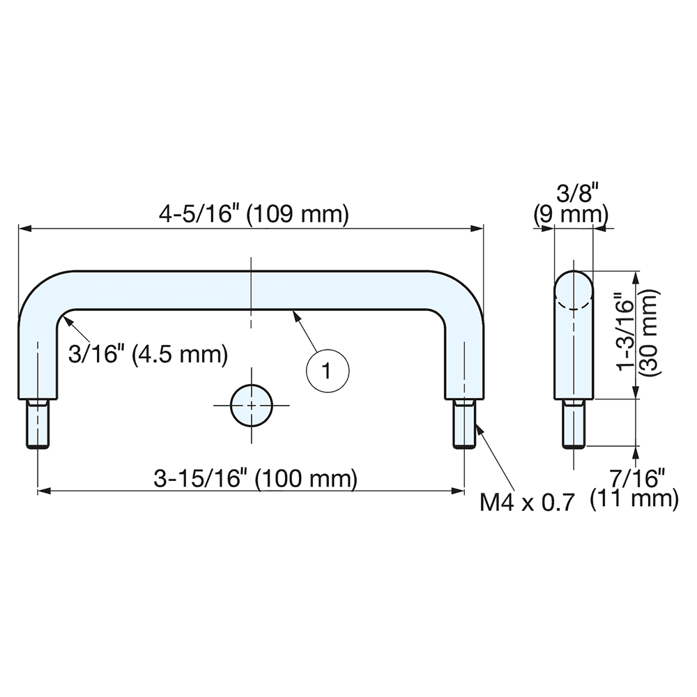 3-15/16" x 1-3/16" Wire Cabinet Pull, Mirror Alt 4 - Image