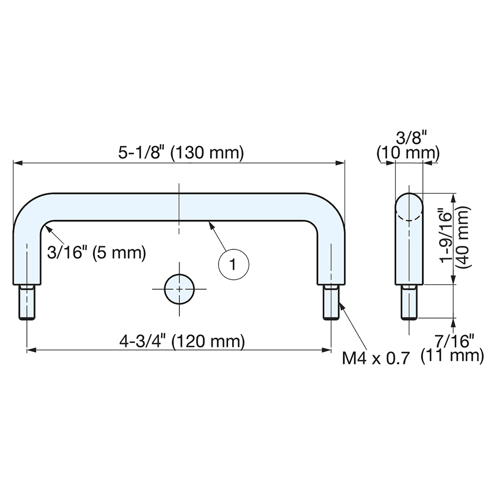 4-3/4" x 1-3/16" Wire Cabinet Pull, Mirror Alt 3 - Image