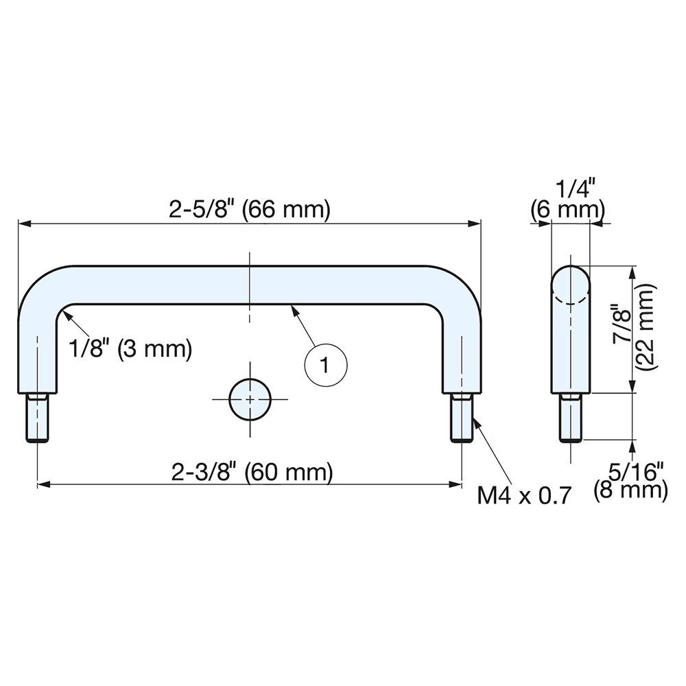 2-3/8" x 1-3/16" Wire Cabinet Pull, Mirror Alt 3 - Image