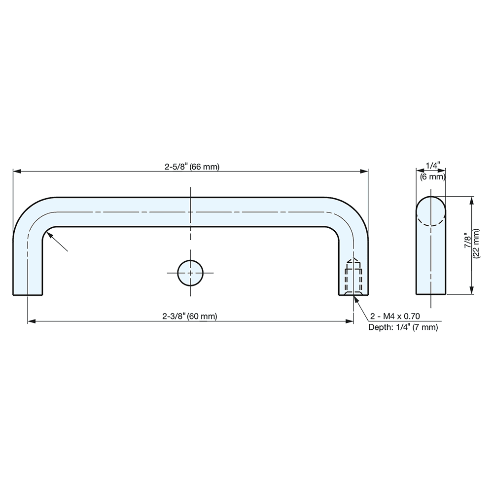 2-3/8" x 7/8" Wire Cabinet Pull, Mirror Alt 2 - Image