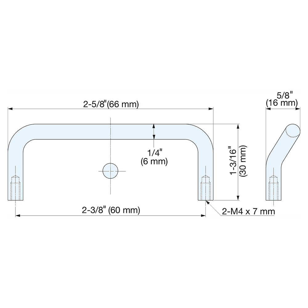 2-3/8" Cabinet Handle Pull, Polished Alt 1 - Image