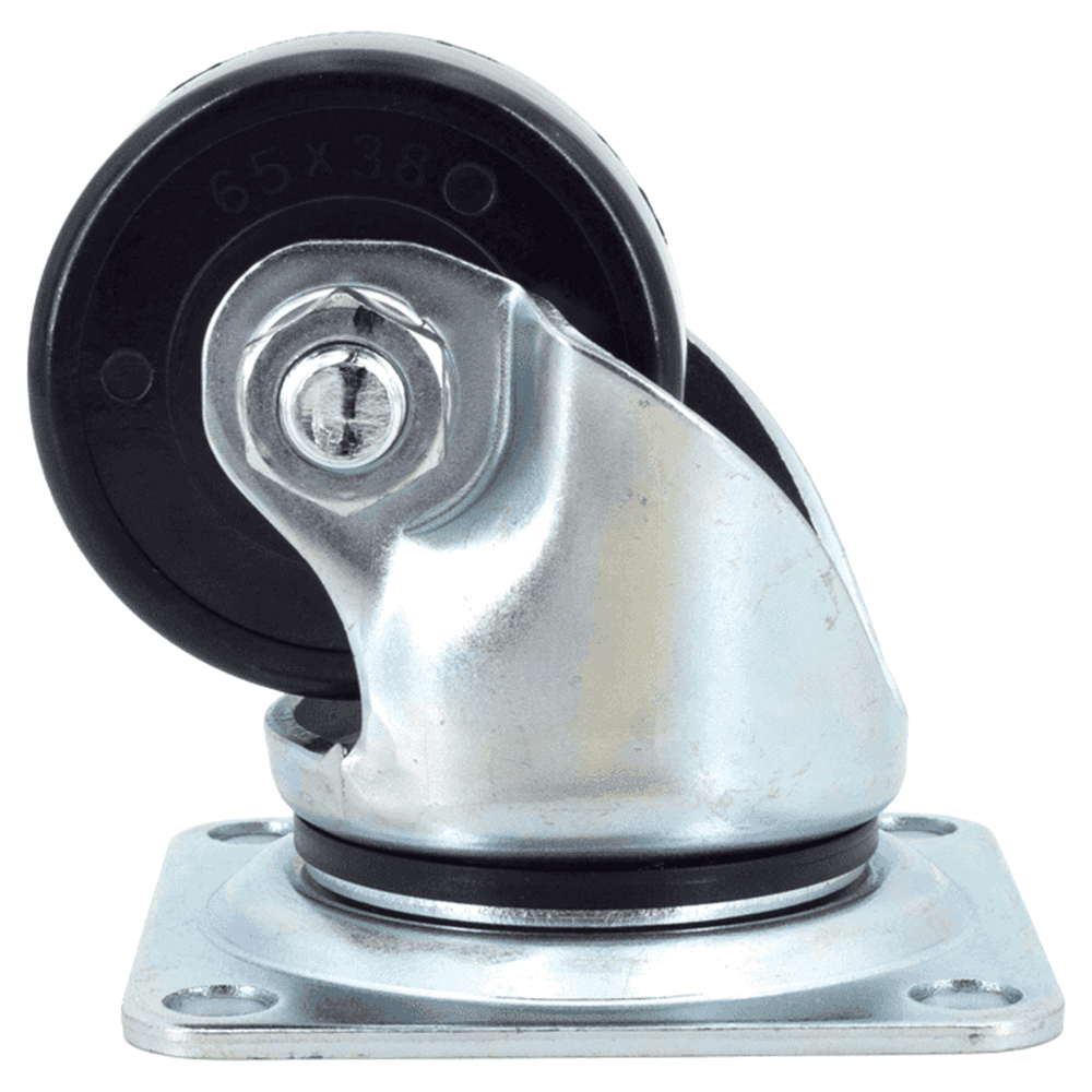 3-9/16" x 3-5/8" Low Profile Heavy Duty Caster with Bearing, Clear Zinc Chromate Alt 2 - Image