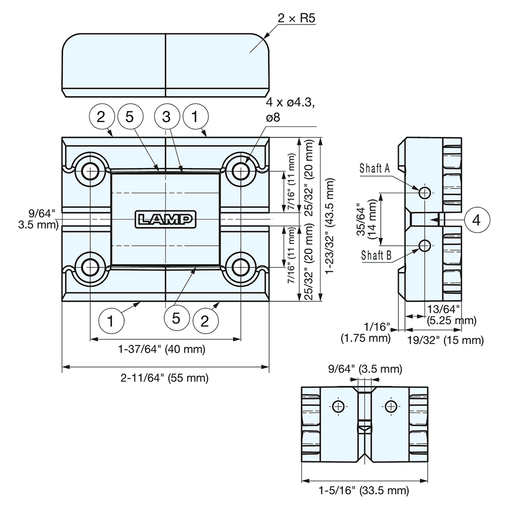 Dual Axis Torque Hinge, Black Main - Image