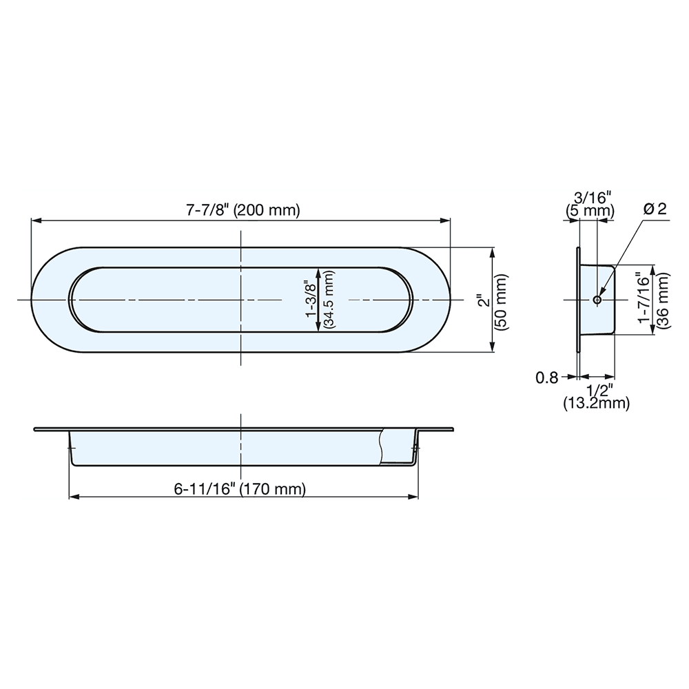 7-7/8" Flush Pull, Satin Alt 3 - Image