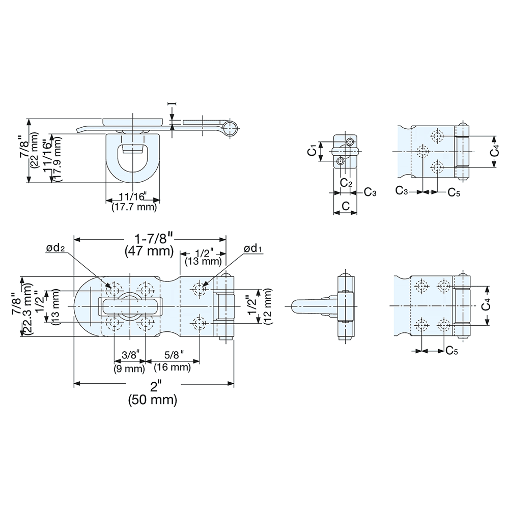2" Screw-On Flathead Hasp, Polished Alt 2 - Image