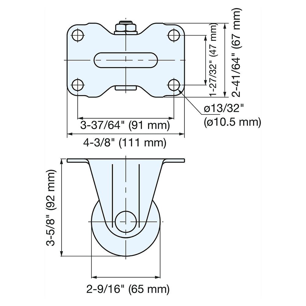 4-3/8" Low Profile Heavy Duty Caster, Clear Zinc Chromate Alt 4 - Image