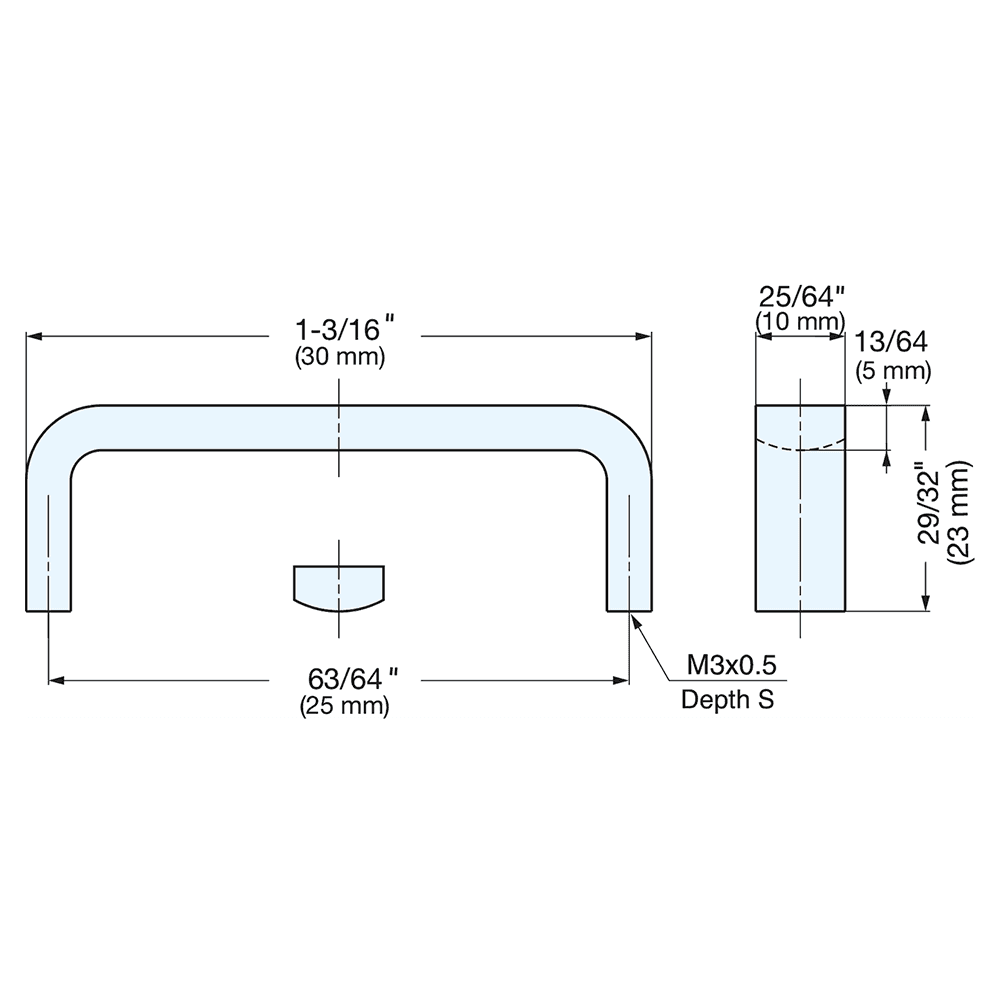 25mm Rectangle Handle Pull, Satin Alt 1 - Image