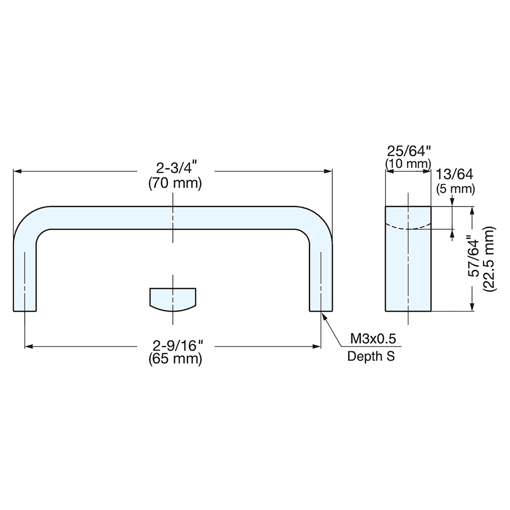 65mm Rectangle Handle Pull, Mirror Alt 4 - Image