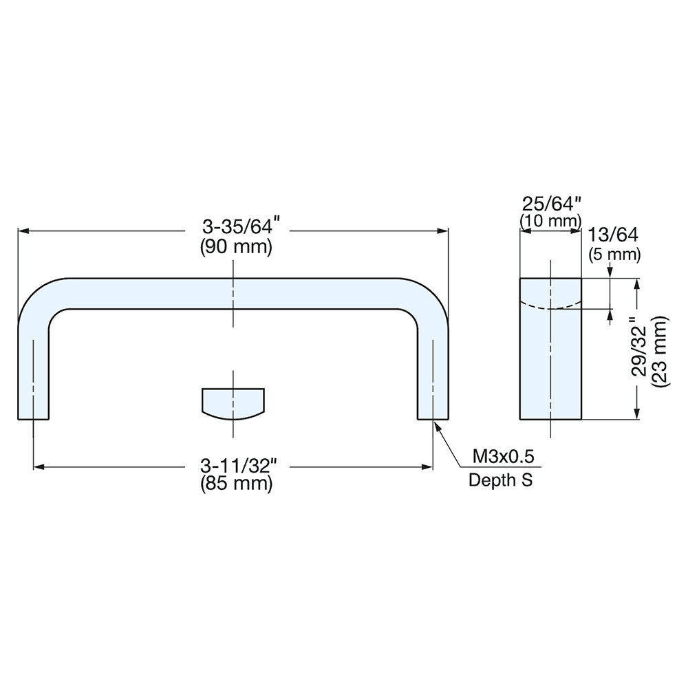 85mm Rectangle Handle Pull, Mirror Alt 4 - Image