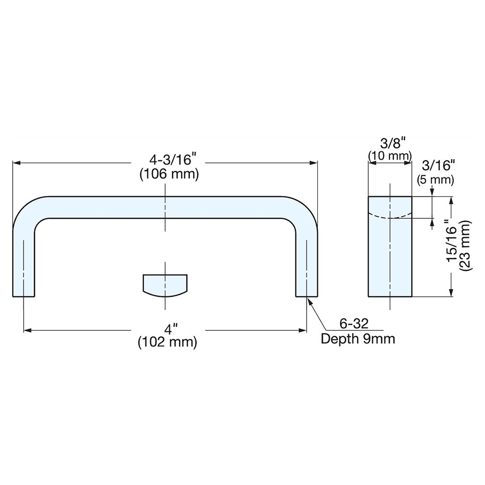 106mm Rectangle Handle Pull, Satin Alt 4 - Image