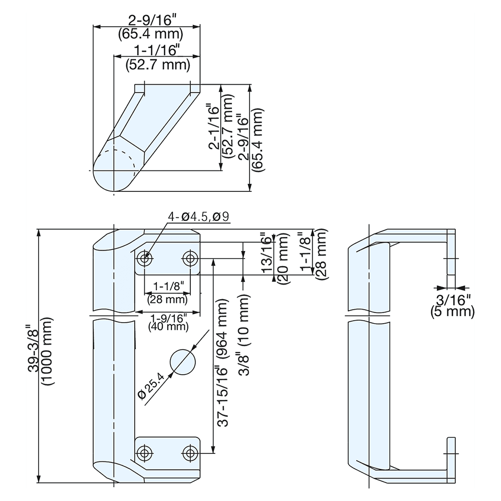964mm Round Handle Pull, Mirror Alt 1 - Image