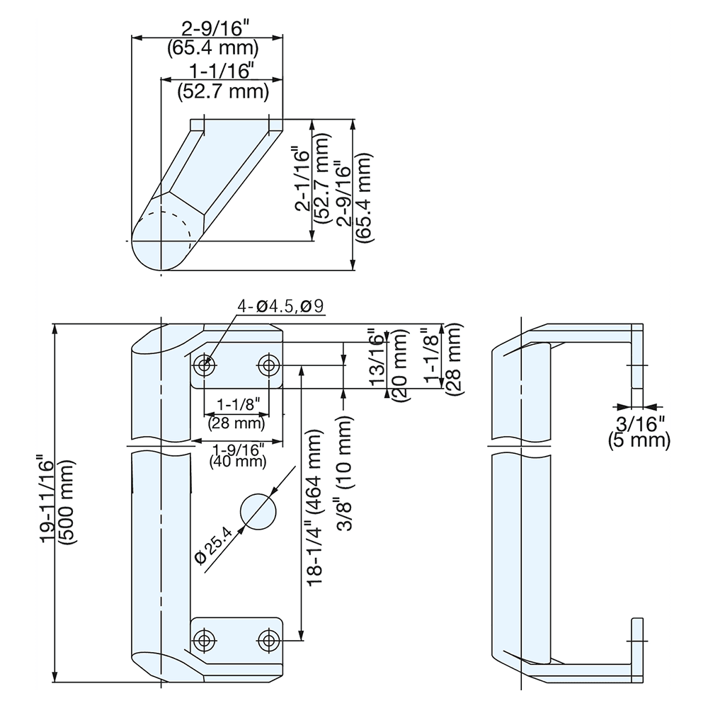 464mm Round Handle Pull, Mirror Alt 1 - Image
