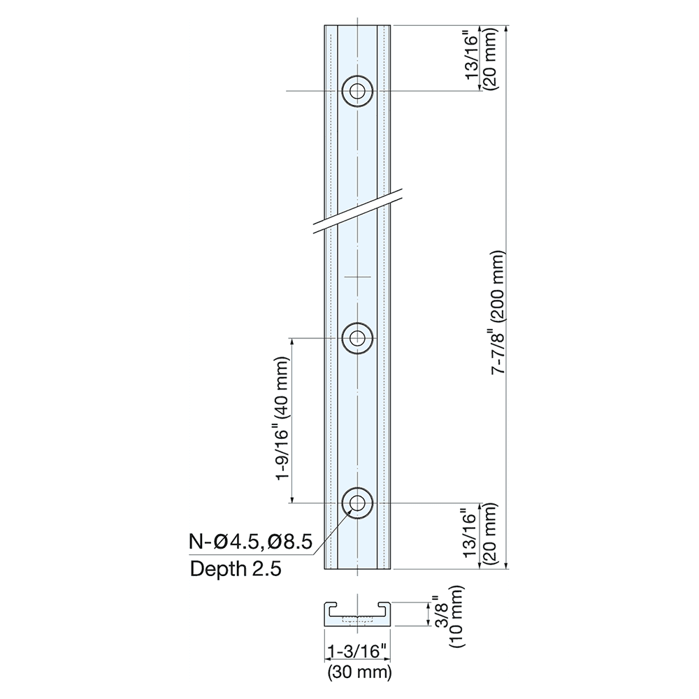 200mm Rail for MR-30CS, Anodized Alt 4 - Image