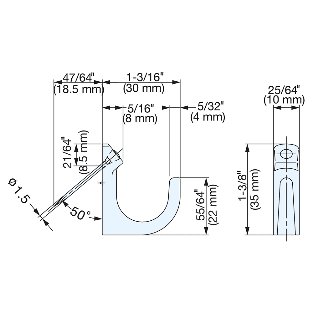 35mm Stainless Steel J-Hook, Mirror Alt 1 - Image