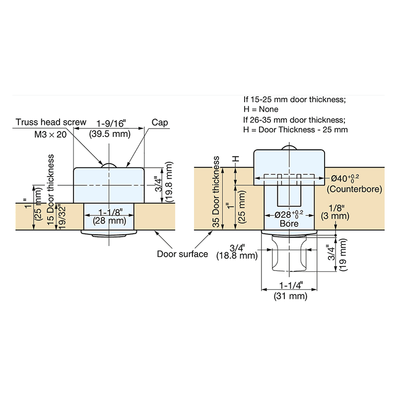 31mm Push Knob, Chrome Alt 1 - Image