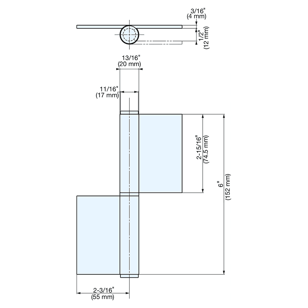 152mm Lift Off Right Butt Hinge, Satin Alt 1 - Image