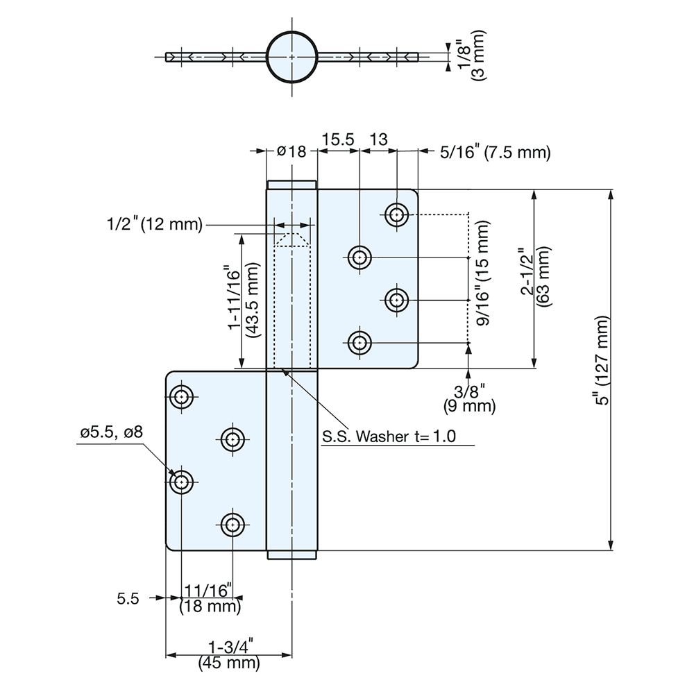 127mm Lift Off Butt Hinge, Satin Alt 1 - Image