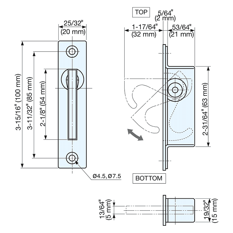85mm Stainless Steel Hatch Pull, Satin Alt 1 - Image