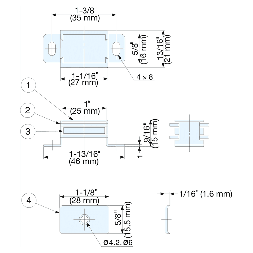 35mm Magnetic Catch, Anodized/Chrome Alt 4 - Image