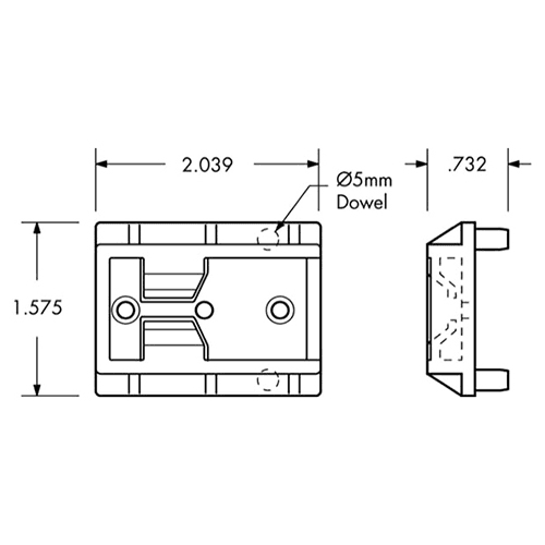 5mm Dowel Molded V-Notch Bracket Alt 1 - Image