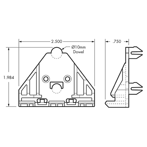 10mm Dowel Undermount Fixed Position Bracket Alt 1 - Image
