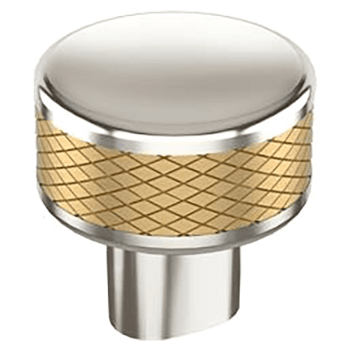 1-1/4" Esquire Round Cabinet Knob, Polished Nickel/Champagne Bronze